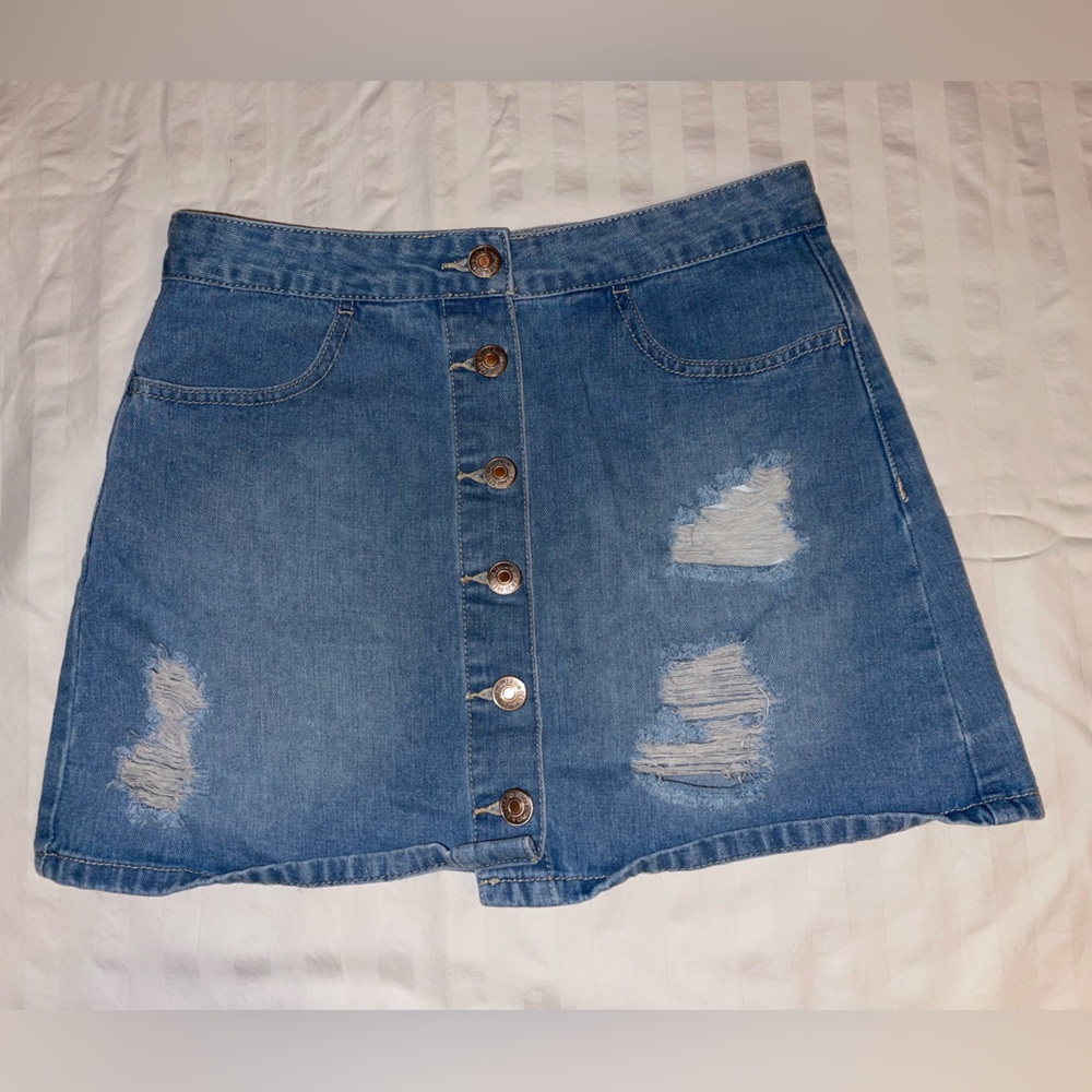 Forever 21 Ripped Jean Skirt
